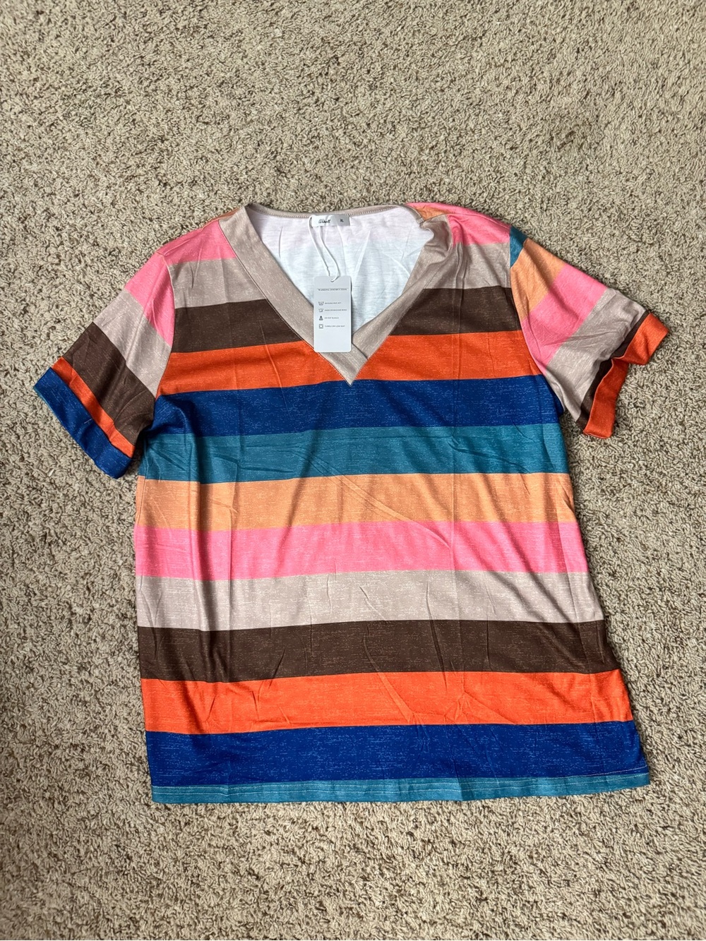 Striped V-Neck Women’s Top - Multicolor Stripe NWT